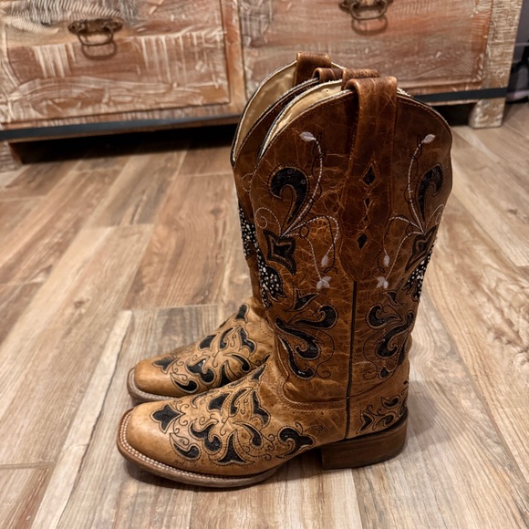 Corral Sequin Leather Western Cowgirl Boots - Picture 3 of 8